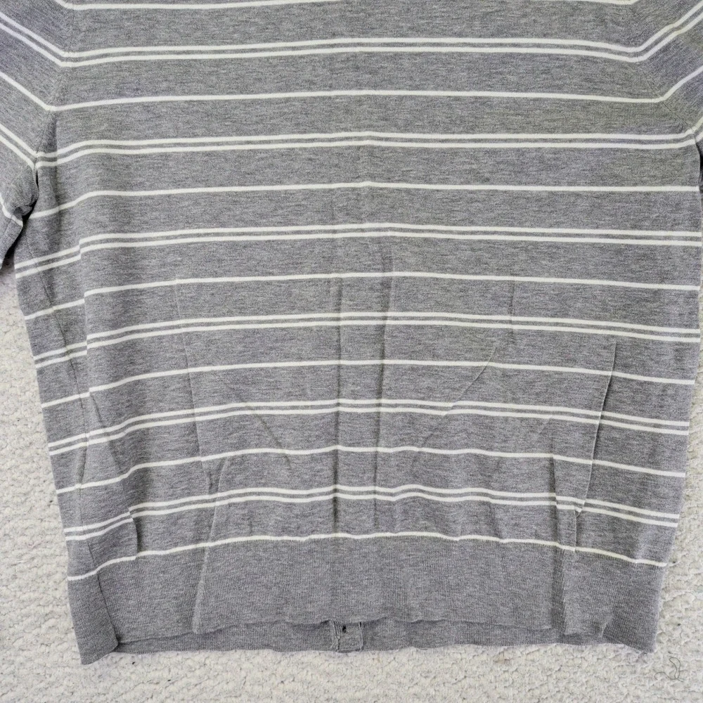 Banana Republic Womens Large Gray Striped Stretch Cotton Button Cardigan Sweater - Picture 9 of 9
